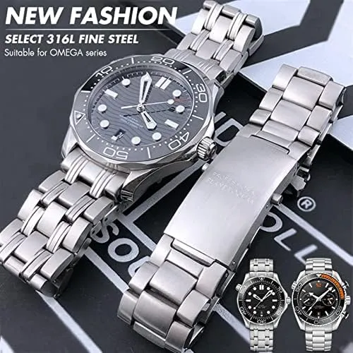 for Seamaster 300 for AT150 Planet for Ocean worry night fortuitous grumble beng sugarcane for Speedmaster Watch Strap 18mm 20mm 22mm 316L Stainless Steel Watchbands for Omega for Speedmaster 007 
