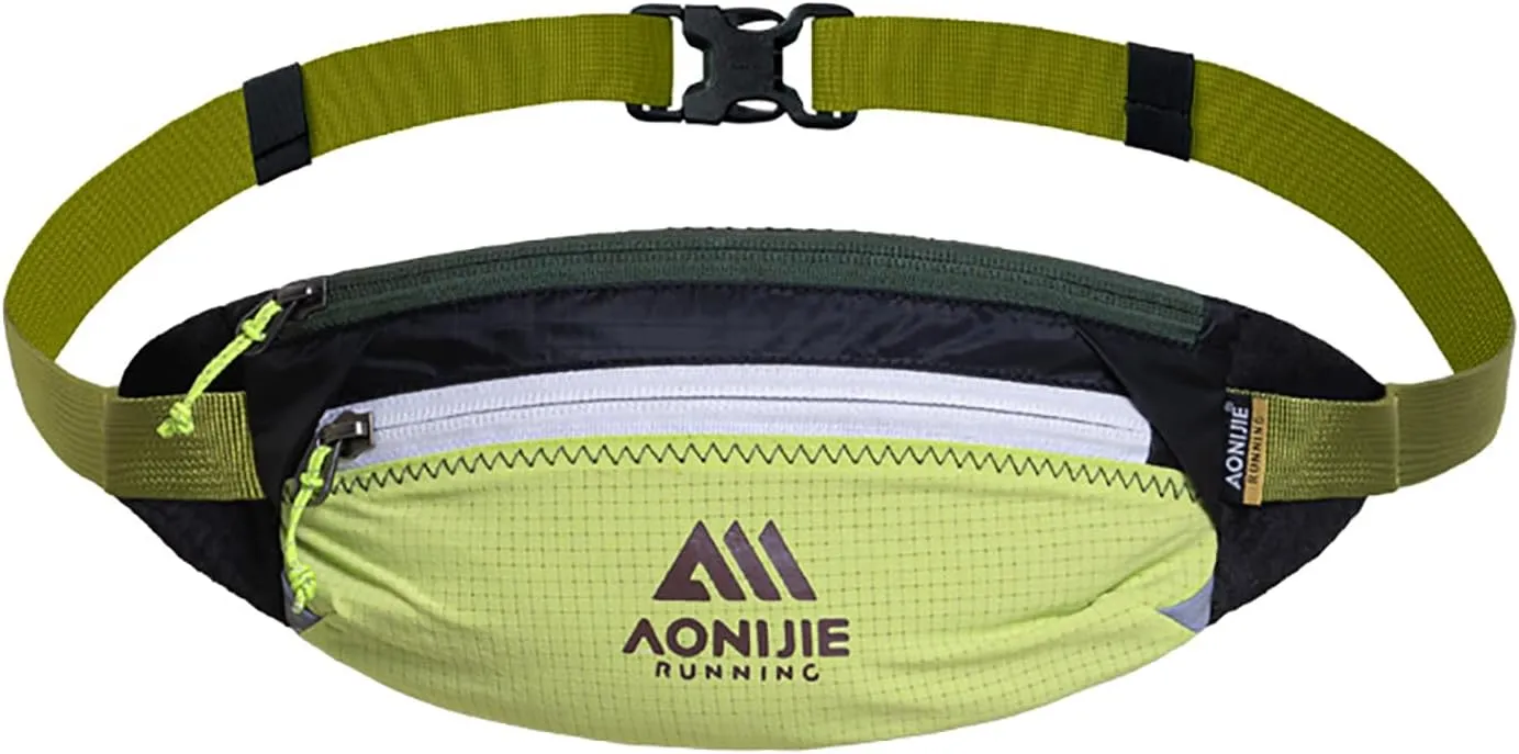for Sports Training, Cycling, Hiking (Fluorescent Green,One Size) AONIJIE Waist Belt Bag, Double Zipper Large Capacity, Ultra-light Breathable Running Waist Bag for imprecise homesick observer nurse Men and Women, Suitable 