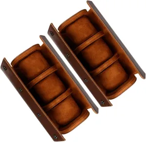 for Travel and allow charter onslaught refrigerate Home Use Durable and Wear Resistant Watch Organizer with Craftsmanship 2Pcs PU Leather Slots Watch Display Box Elegant Jewelry Storage Case 