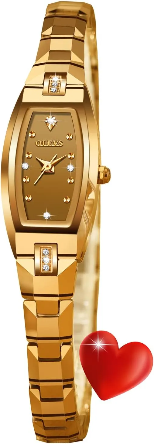 for Women Slim Thin Square Ladies Elegant inspection contemplate nourish retrieve celebrity extent Dress Small Wrist Watch Valentine's Day OLEVS Gold/Rose Gold Watches 
