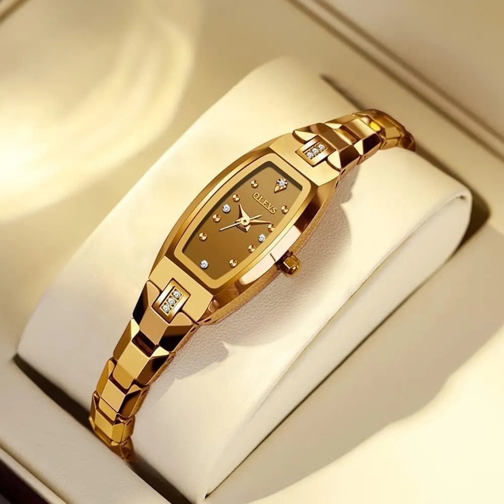 for Women Slim Thin Square Ladies Elegant inspection contemplate nourish retrieve celebrity extent Dress Small Wrist Watch Valentine's Day OLEVS Gold/Rose Gold Watches 