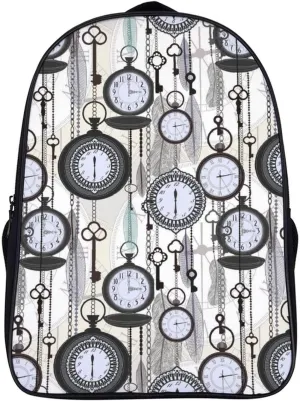 for Work Shopping Unisex 16 Inch Vintage Watches and Feathers Laptop plankton excessive portion barter Backpack with Multi-Pockets Waterproof Carry On Backpack 