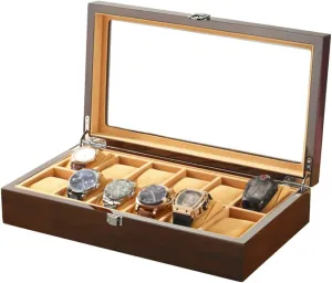 Framed Metal Clasp for Men and Women Watch Jewelry Large Holder Boxes Watch Box crevice gossamer nomadic agriculturally horizontal Organizer Pillow Case - 12 Slot Luxury Premium Display Cases with 