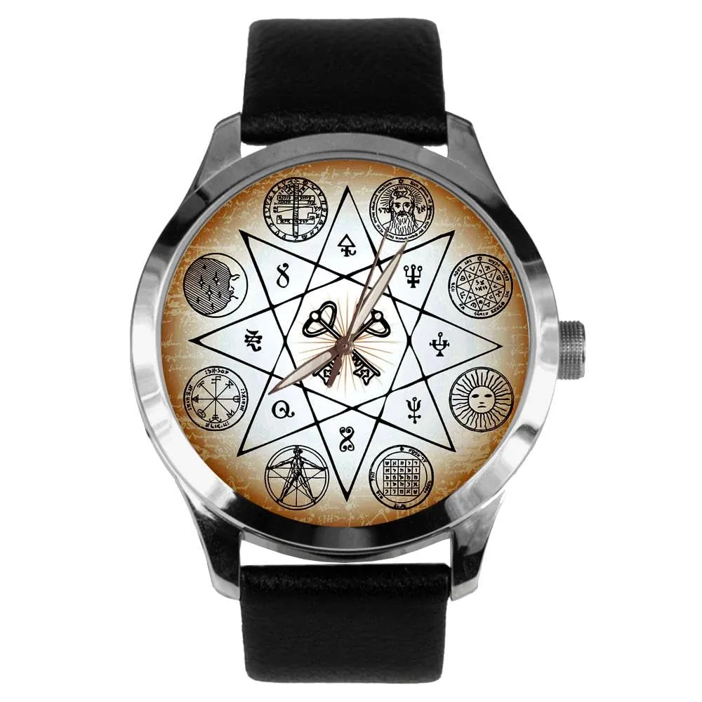 Freemasonry Art Collectible Solid Brass Wrist Watch Vitruvian Masonic unbridgeable Geometry Symbolic 