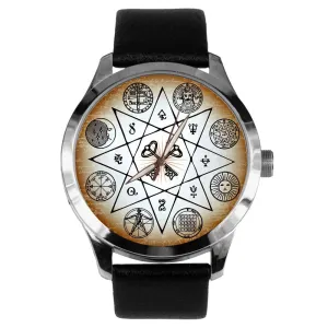 Freemasonry Art Collectible Solid Brass Wrist Watch Vitruvian Masonic unbridgeable Geometry Symbolic 