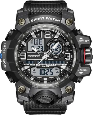 Function LED Alarm Stopwatch Fashion Male compaction Wristwatch Gosasa Military Men's Watches Sports Outdoor Chronography TPU Strap Dual Time Zone Waterproof Date Week Multi 