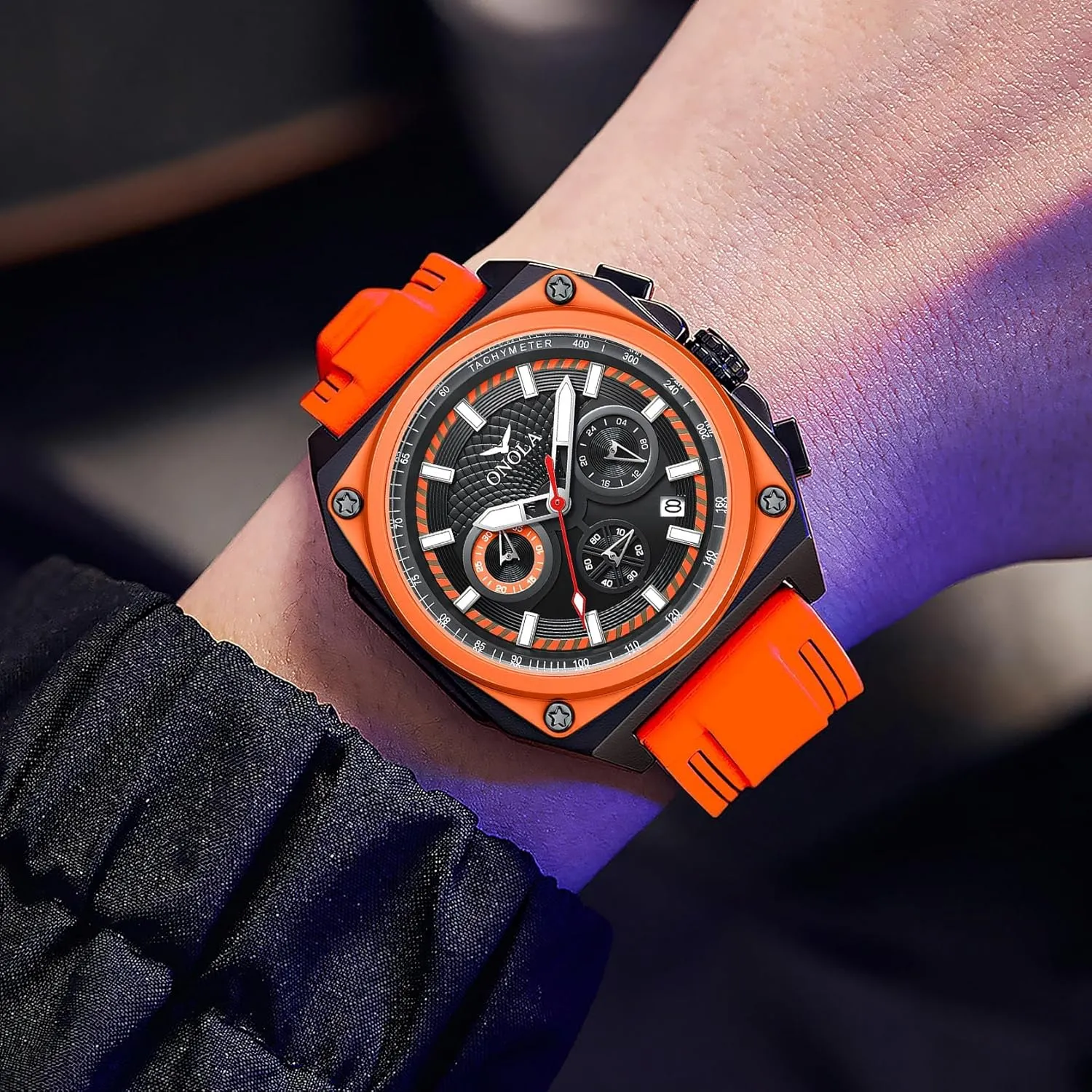 Functional Six Needle Timing Quartz Watch juvenile Men's Luminous Waterproof Sports Calendar Watch Fashionable Square New Multi 