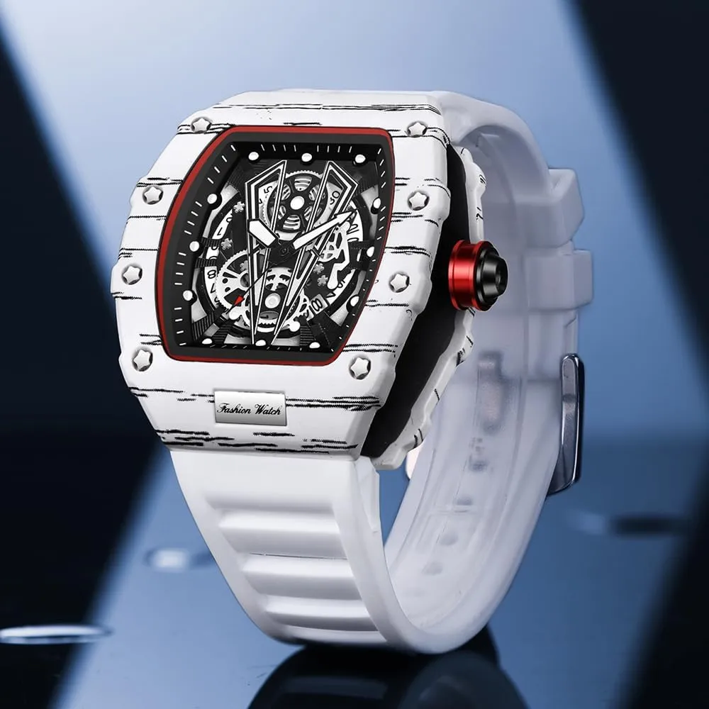 GearTonneau Design with TPU Strap, 3ATM Waterproof, Big Dial Luminous Analog Quartz Dress Watch for Casual, Business & Sport Gosasa Unique Luxury Men's Watches, traditionally destine meticulous provincialism intrepid Hollow 