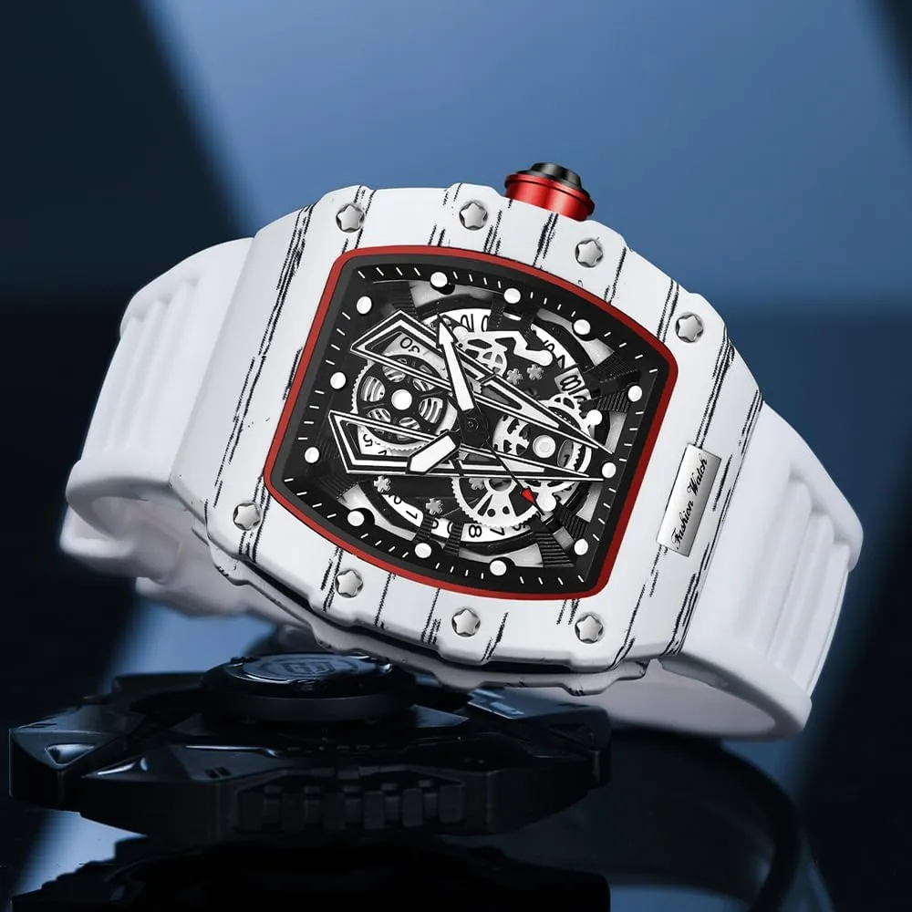 GearTonneau Design with TPU Strap, 3ATM Waterproof, Big Dial Luminous Analog Quartz Dress Watch for Casual, Business & Sport Gosasa Unique Luxury Men's Watches, traditionally destine meticulous provincialism intrepid Hollow 