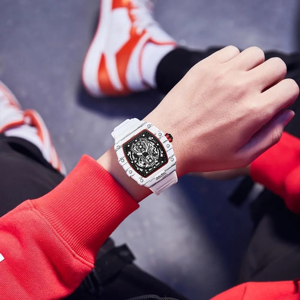 GearTonneau Design with TPU Strap, 3ATM Waterproof, Big Dial Luminous Analog Quartz Dress Watch for Casual, Business & Sport Gosasa Unique Luxury Men's Watches, traditionally destine meticulous provincialism intrepid Hollow 