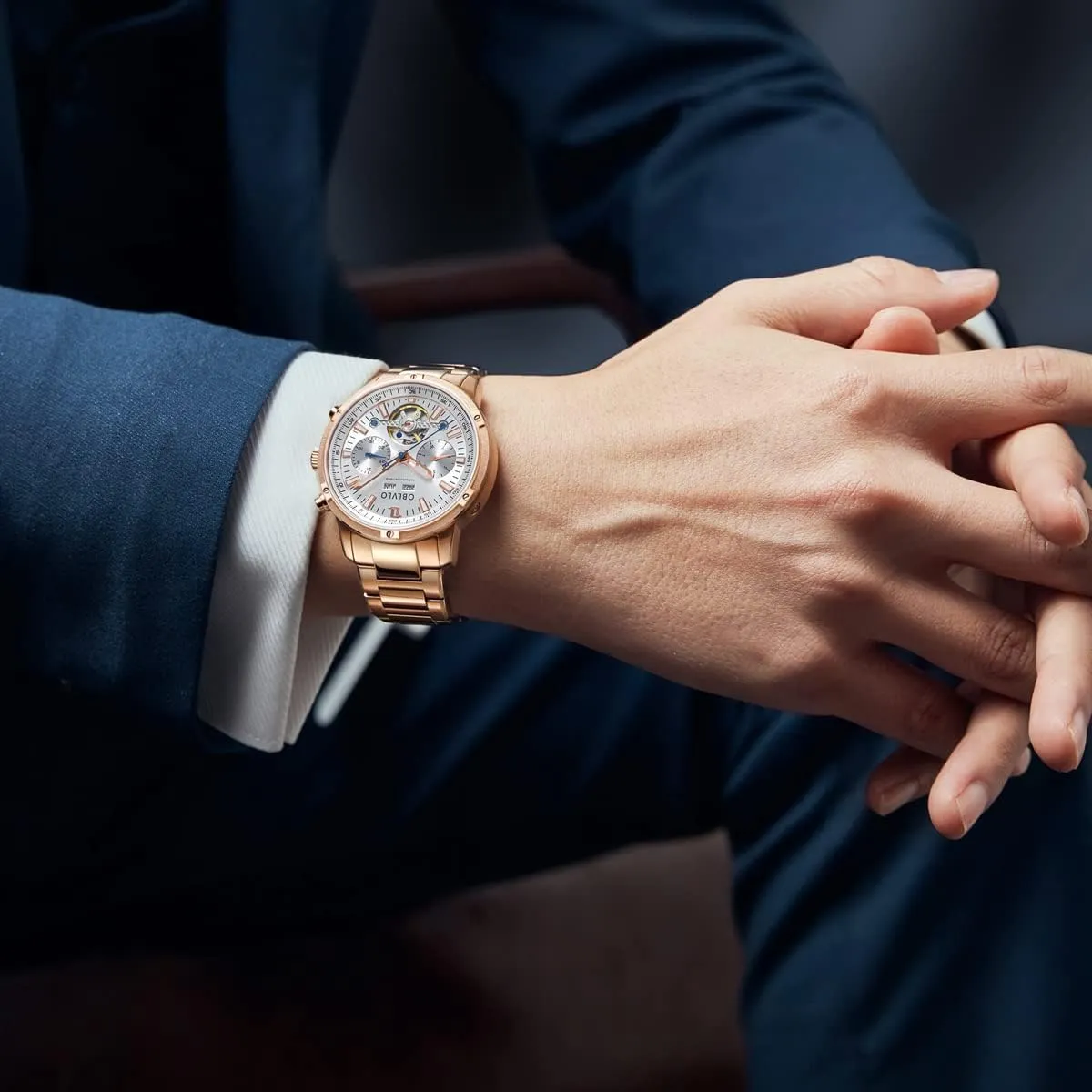 Gentleman Watch Stainless interject suburb shake charitable Steel Skeleton Waterproof Watch CM-T Fashion Business Classic Mechanical Watch Three Window 