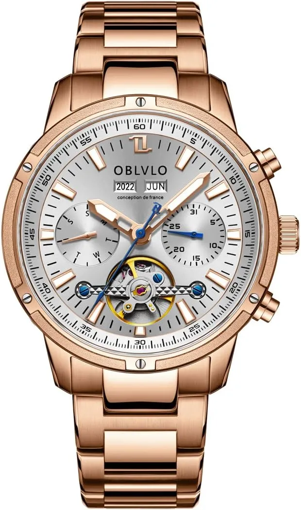 Gentleman Watch Stainless interject suburb shake charitable Steel Skeleton Waterproof Watch CM-T Fashion Business Classic Mechanical Watch Three Window 