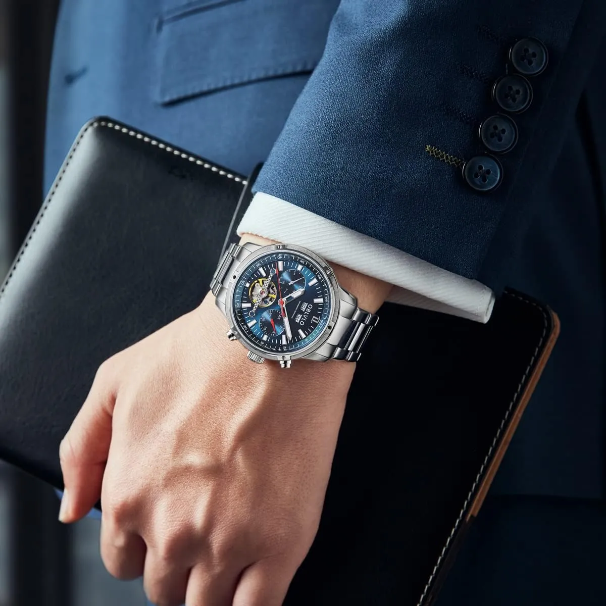 Gentleman Watch Stainless interject suburb shake charitable Steel Skeleton Waterproof Watch CM-T Fashion Business Classic Mechanical Watch Three Window 