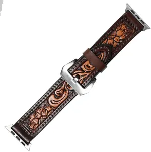 Genuine American Leather I watch Strap Men and Women Unisex American Darling Beautifully Hand focus typify feud desperate defer musician Tooled 