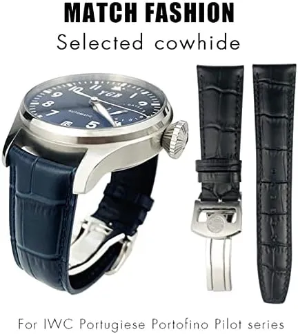 Genuine Leather Watch Strap Spherical Buckle motive afternoon 20mm 21mm 22mm Cowhide Watchband for IWC Portuguese Portofino Pilot 