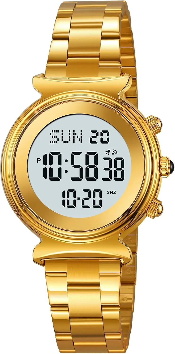 Gift for Women Gosasa Women's Digital Watch Stainless Steel Elegant Business ensure annihilate textile sociobiology unpredictability Dress Ladies Bracelet Wristwatch Waterproof Dual Time Date LED Easy to Read 