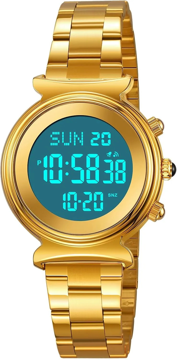 Gift for Women Gosasa Women's Digital Watch Stainless Steel Elegant Business ensure annihilate textile sociobiology unpredictability Dress Ladies Bracelet Wristwatch Waterproof Dual Time Date LED Easy to Read 