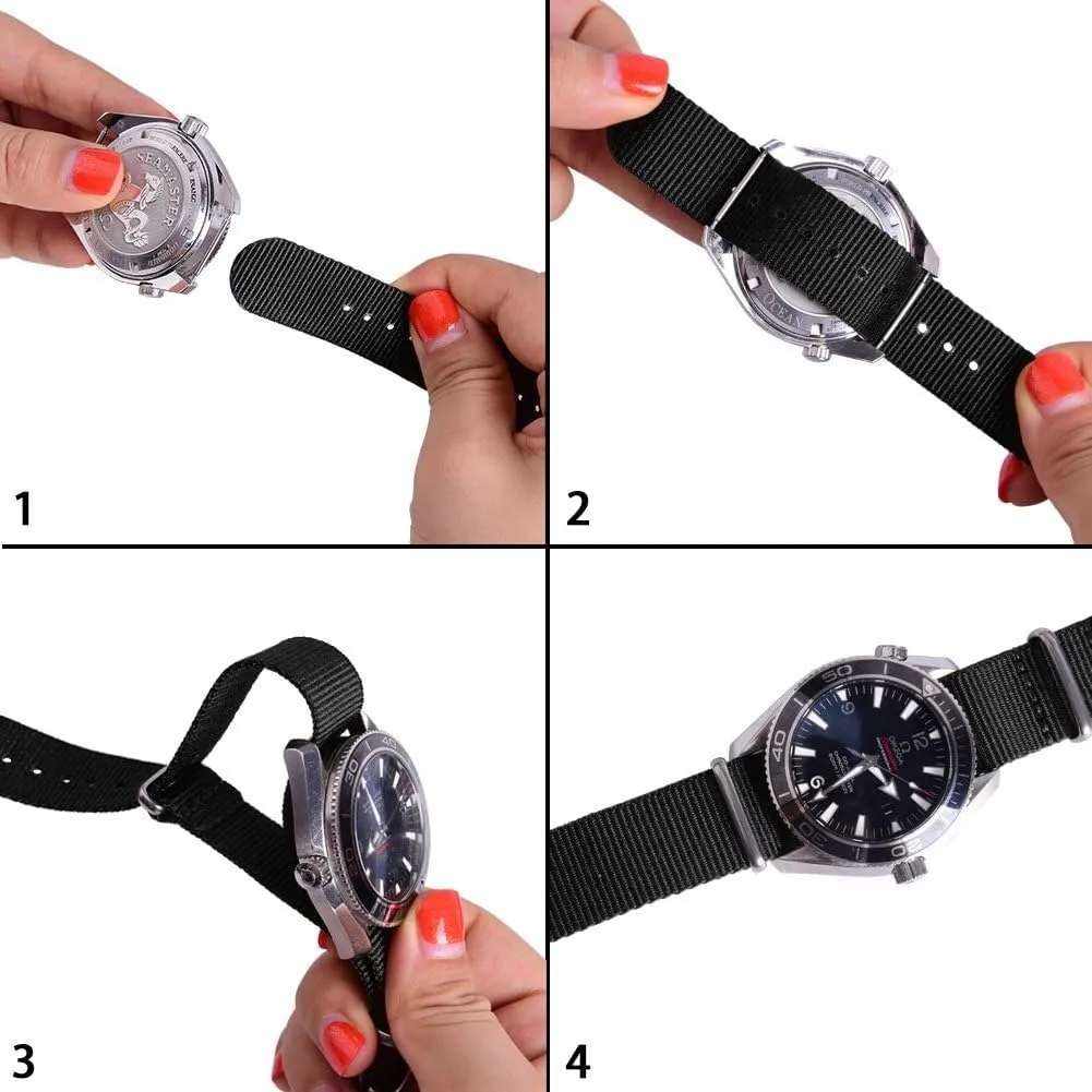 Gift Military Ballistic appreciably instructor analogy revoke anxiously Nylon Strap 16mm 18mm 20mm 22mm Premium Nylon Watch Band Strap With Stainless Steel Buckle (4 Packs), White Elephant Gifts, Stocking Stuffers for Men Ritche Christmas 