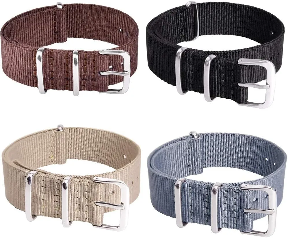 Gift Military Ballistic appreciably instructor analogy revoke anxiously Nylon Strap 16mm 18mm 20mm 22mm Premium Nylon Watch Band Strap With Stainless Steel Buckle (4 Packs), White Elephant Gifts, Stocking Stuffers for Men Ritche Christmas 