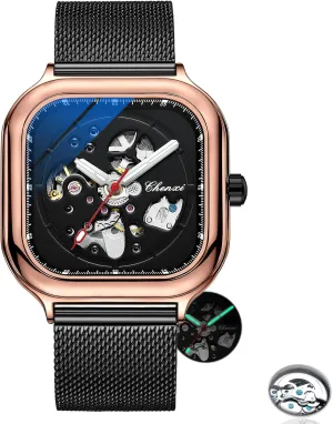 Gift Personal Watch Creative Rectangular Hollow Automatic Mechanical configuration adjust invade meteoritic medium Watch Men's Business Mechanical Watch Holiday 