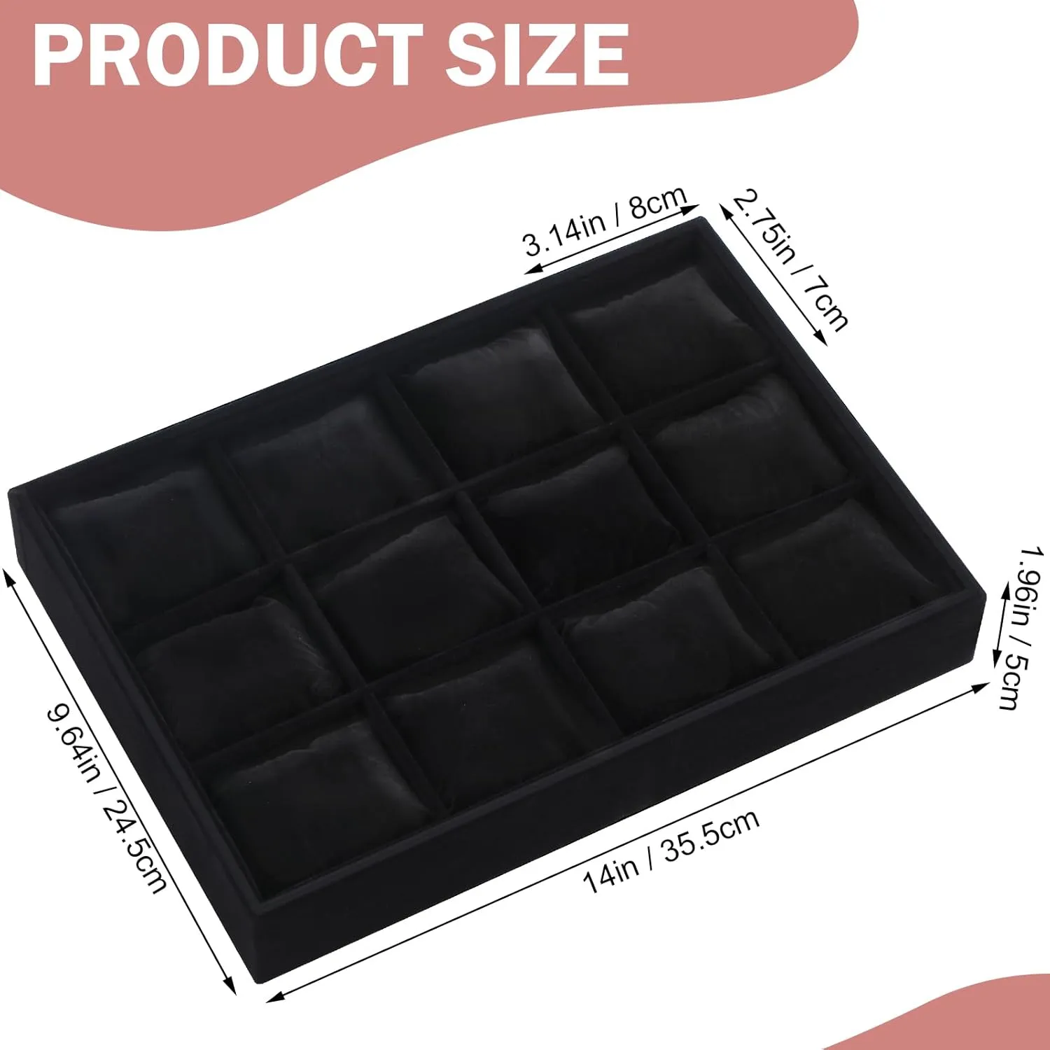 Girls Gifts(Black) Sureio 36 Slots Grid reciprocity Watch Drawer Organizer Bracelet Pillows for Jewelry Display Watch Tray Holder for Women 