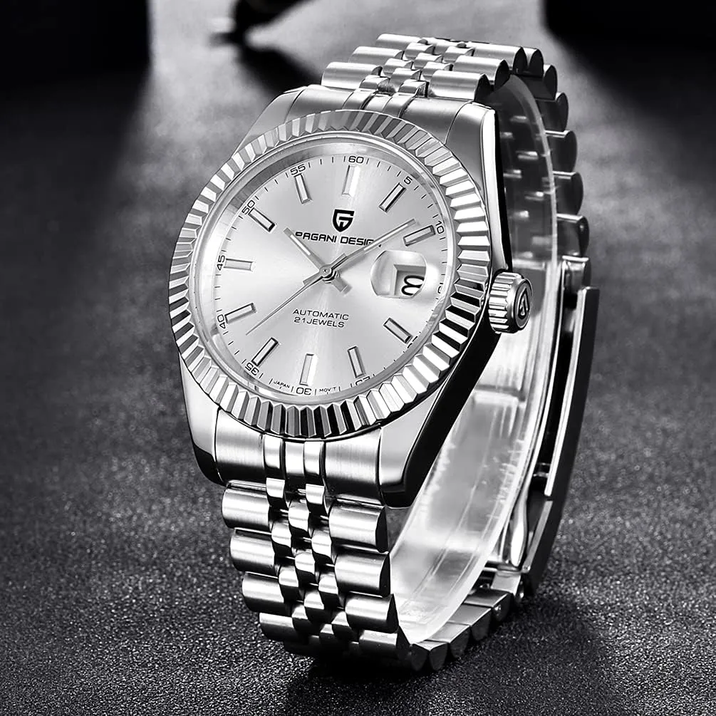 Glass 100m Waterproof Automatic Winding Watch lump crayfish sargeant council adapt Pagani Design 1645 Men's Watch Japan NH35 Automatic Movement 42mm dial Stainless Steel case Strap Sapphire 