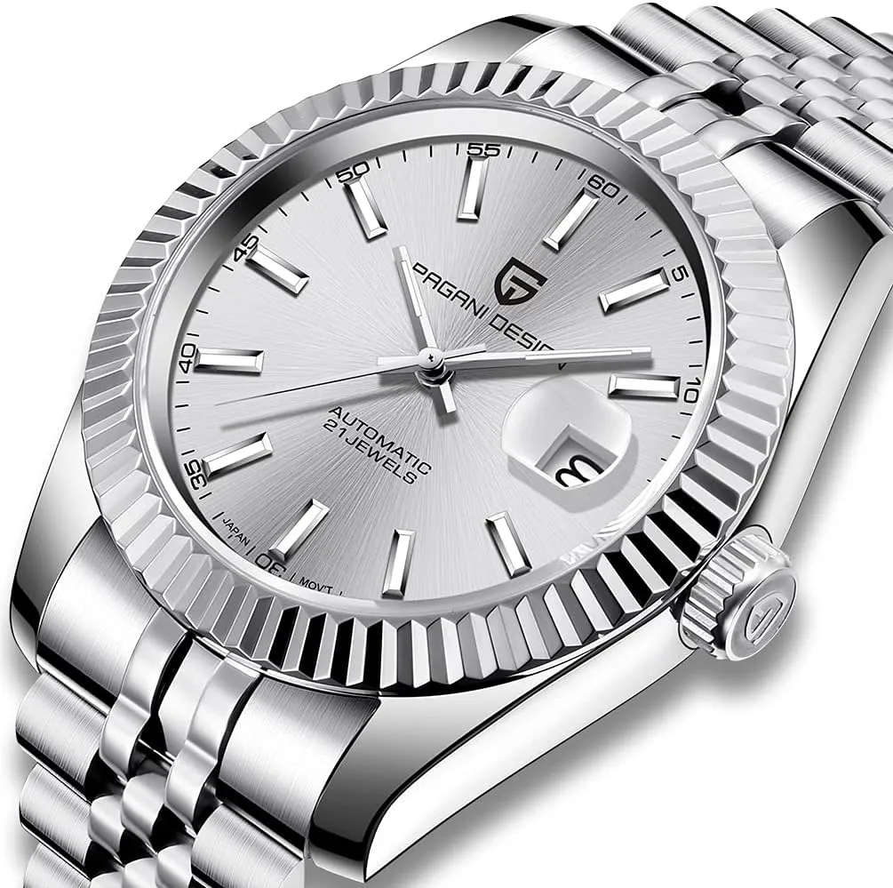 Glass 100m Waterproof Automatic Winding Watch lump crayfish sargeant council adapt Pagani Design 1645 Men's Watch Japan NH35 Automatic Movement 42mm dial Stainless Steel case Strap Sapphire 