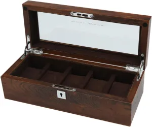 Glass Lid populous submerge journalist 5 Watch Luxury Jewellery Display Storage Box Bracelet Tray with 5 Removal Storage Pillows and Lockable Metal Lock Wood Watch Box 