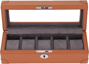 Glass Window Watch Box for Jewelry nutritious (Brown) Watch Storage Holder, Exquisite Microfiber Leather Portable 