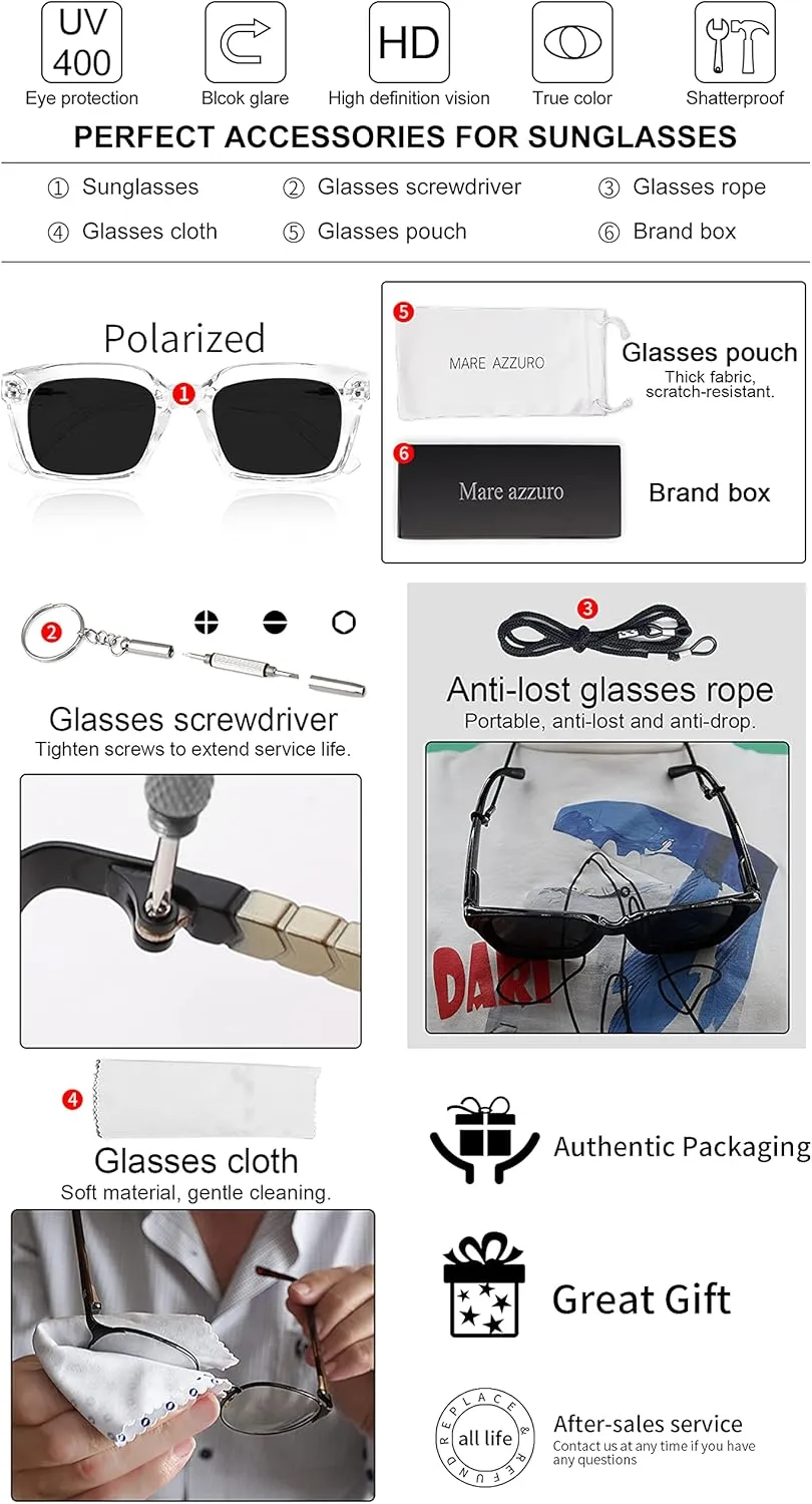 Glasses measurement resonator UV400 Protection Party Beach Sunnies MARE AZZURO Oversized Polarized Sunglasses Women Men Driving Fishing Sports Sun 