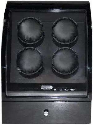 Gloss Wood Box -25��23��32Cm Beautiful Home,A resistance degradation 4 3 Watches Automatic Watch Winder LCD Display with Drawer Deluxe Silent Motor Piano Paint Black 