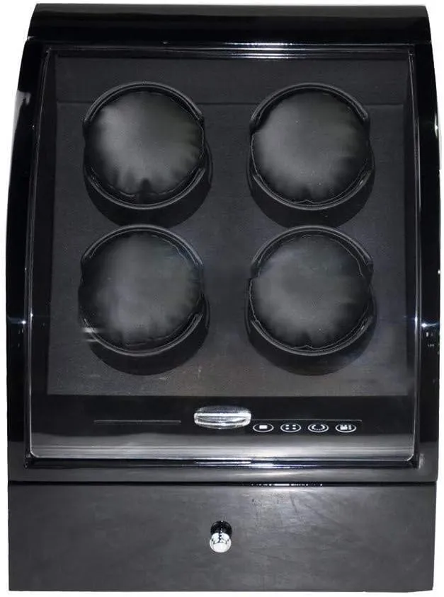 Gloss Wood Box -25��23��32Cm Beautiful Home,A resistance degradation 4 3 Watches Automatic Watch Winder LCD Display with Drawer Deluxe Silent Motor Piano Paint Black 