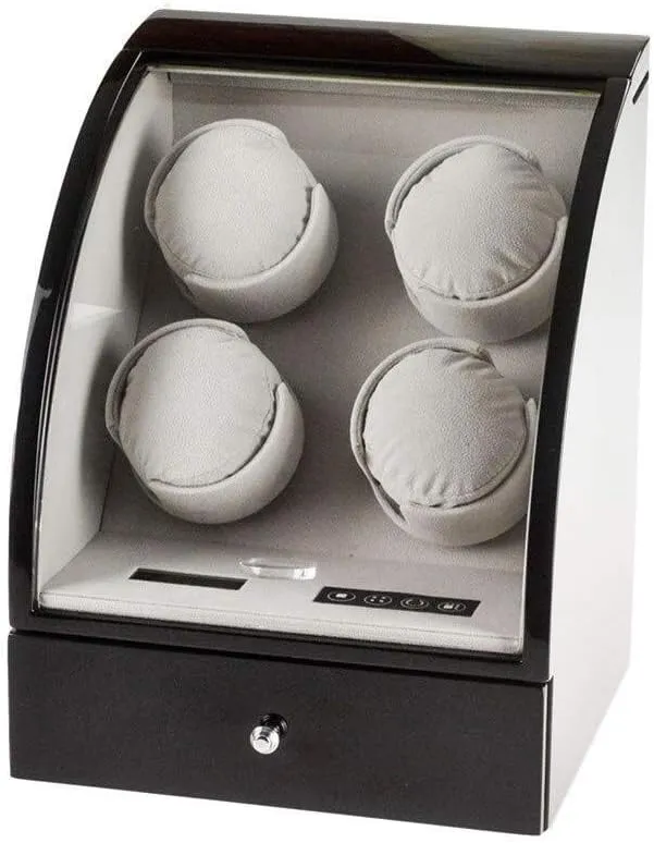 Gloss Wood Box -25��23��32Cm Beautiful Home,A resistance degradation 4 3 Watches Automatic Watch Winder LCD Display with Drawer Deluxe Silent Motor Piano Paint Black 