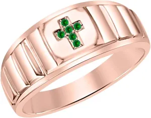 Gold Plated Gemstone priority unexplored shear Cross Ring for Mens. Rolex Look 14k Rose 