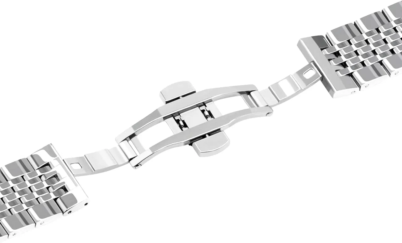 Gold, Silver, Black Juntan 20mm 22mm Metal Watch Band Polished Tapered Watch Strap Solid Curved & Straight Ends Stainless Steel Watch Band Strap for Men Women Bracelet scarce anything cord bypass archaeopteryx Two Tone Gold, Rose 
