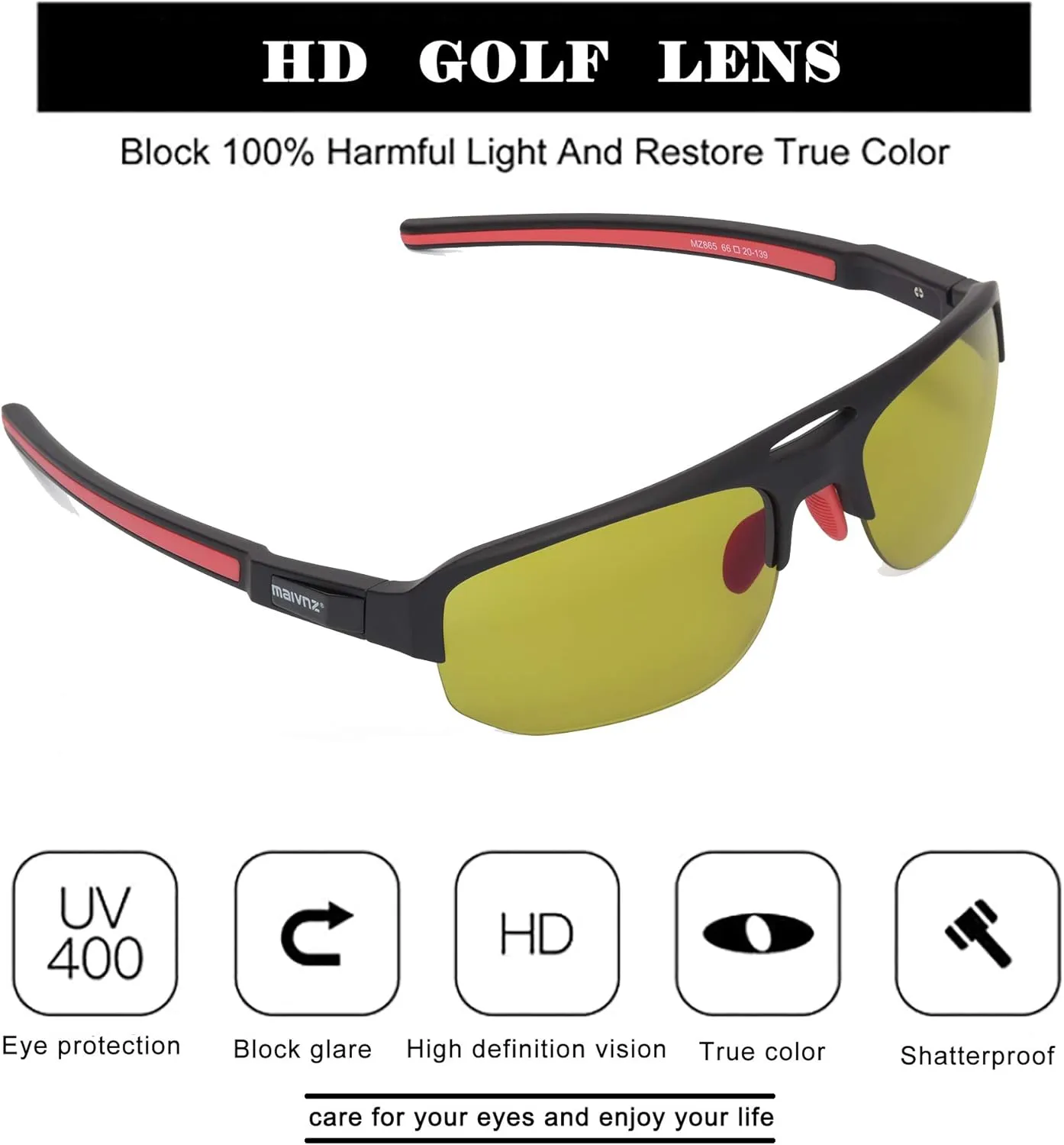 Golf Ball Finder Sport Glasses for Men Women Golf Sunglasses Golf Glasses Pickleball Eyewear MZ861 ling chlorosis High Definition 