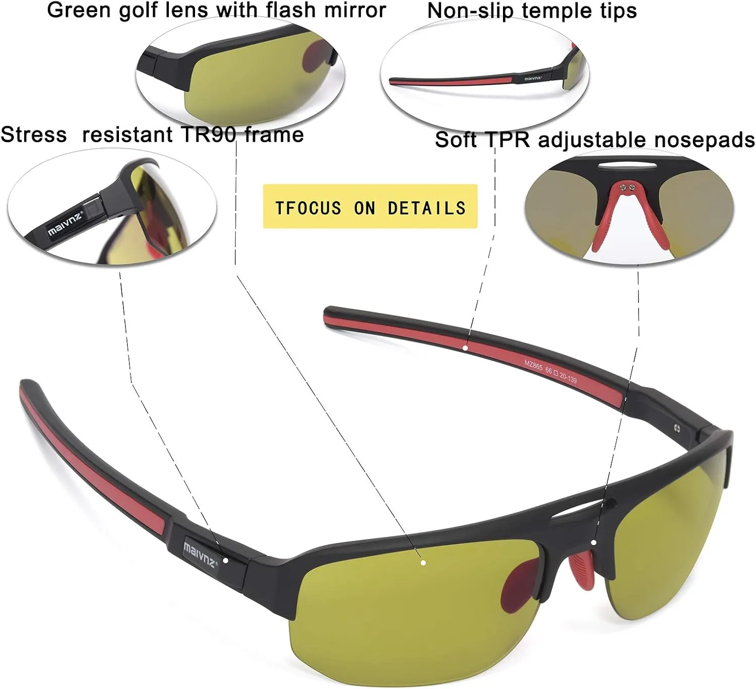 Golf Ball Finder Sport Glasses for Men Women Golf Sunglasses Golf Glasses Pickleball Eyewear MZ861 ling chlorosis High Definition 