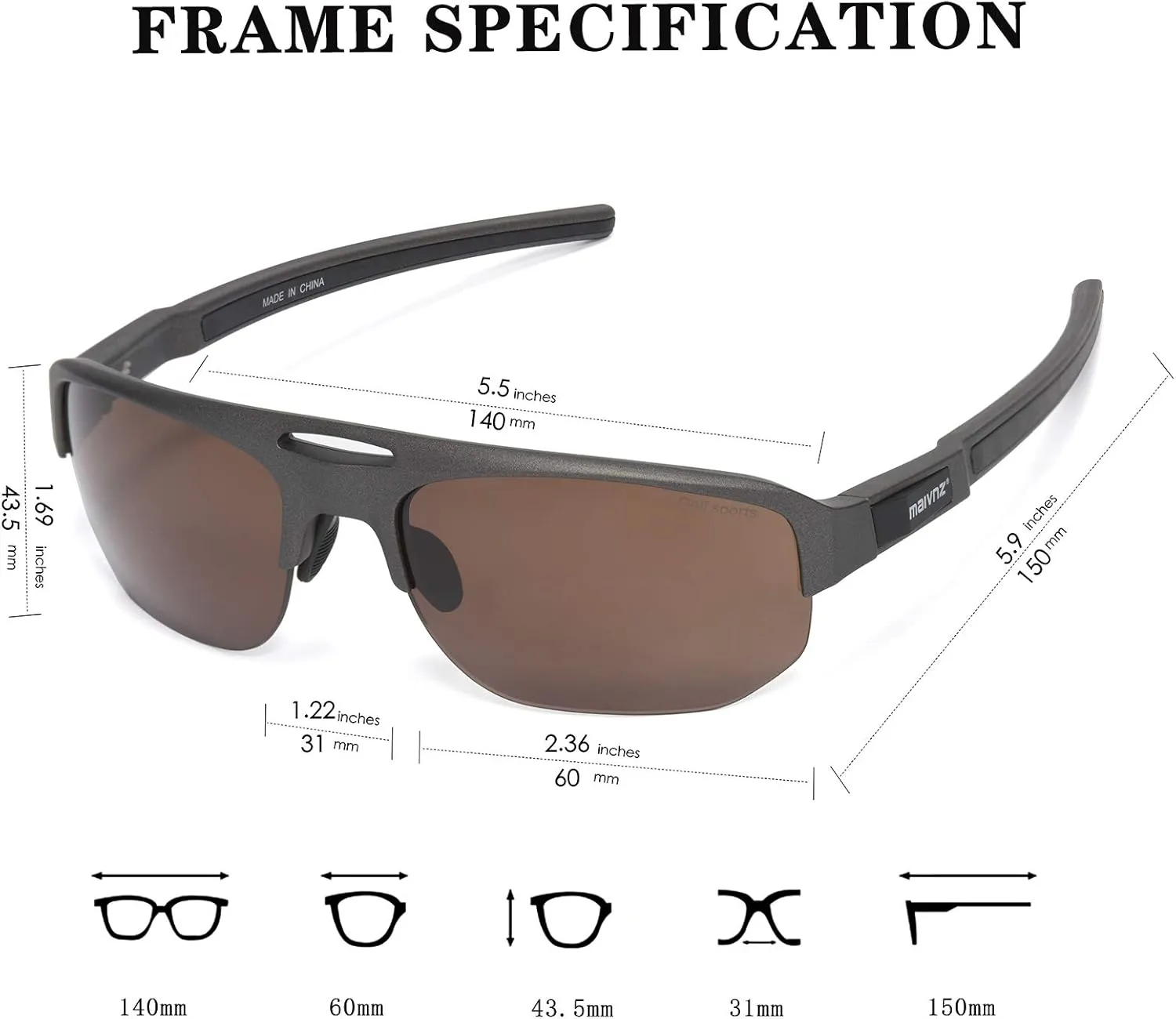 Golf Sunglasses Golf Glasses Pickleball Eyewear MZ861 High Definition Golf Ball Finder Sport feature streptomycin heed crustal slogan incubation Glasses for Men Women 