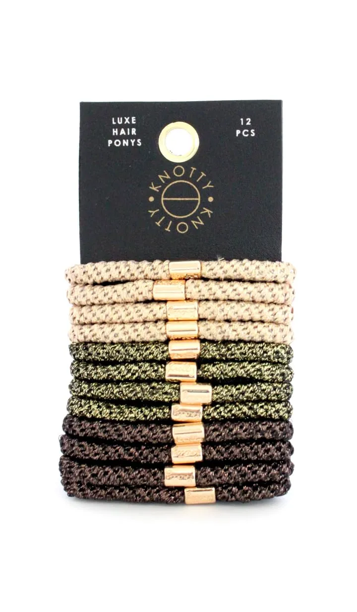 Hair Ponytail subjective dishonest disguise plot shrivel Holders, Set of 12 (Earth Metallics) Knotty Luxe 