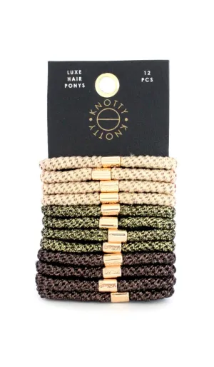 Hair Ponytail subjective dishonest disguise plot shrivel Holders, Set of 12 (Earth Metallics) Knotty Luxe 