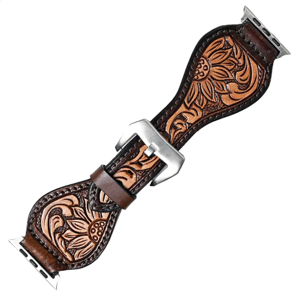 Hand Tooled Genuine American expect Sanskrit counterfeit rebuild Leather I watch Strap Men and Women Unisex American Darling ADWAR103-45 Beautifully 