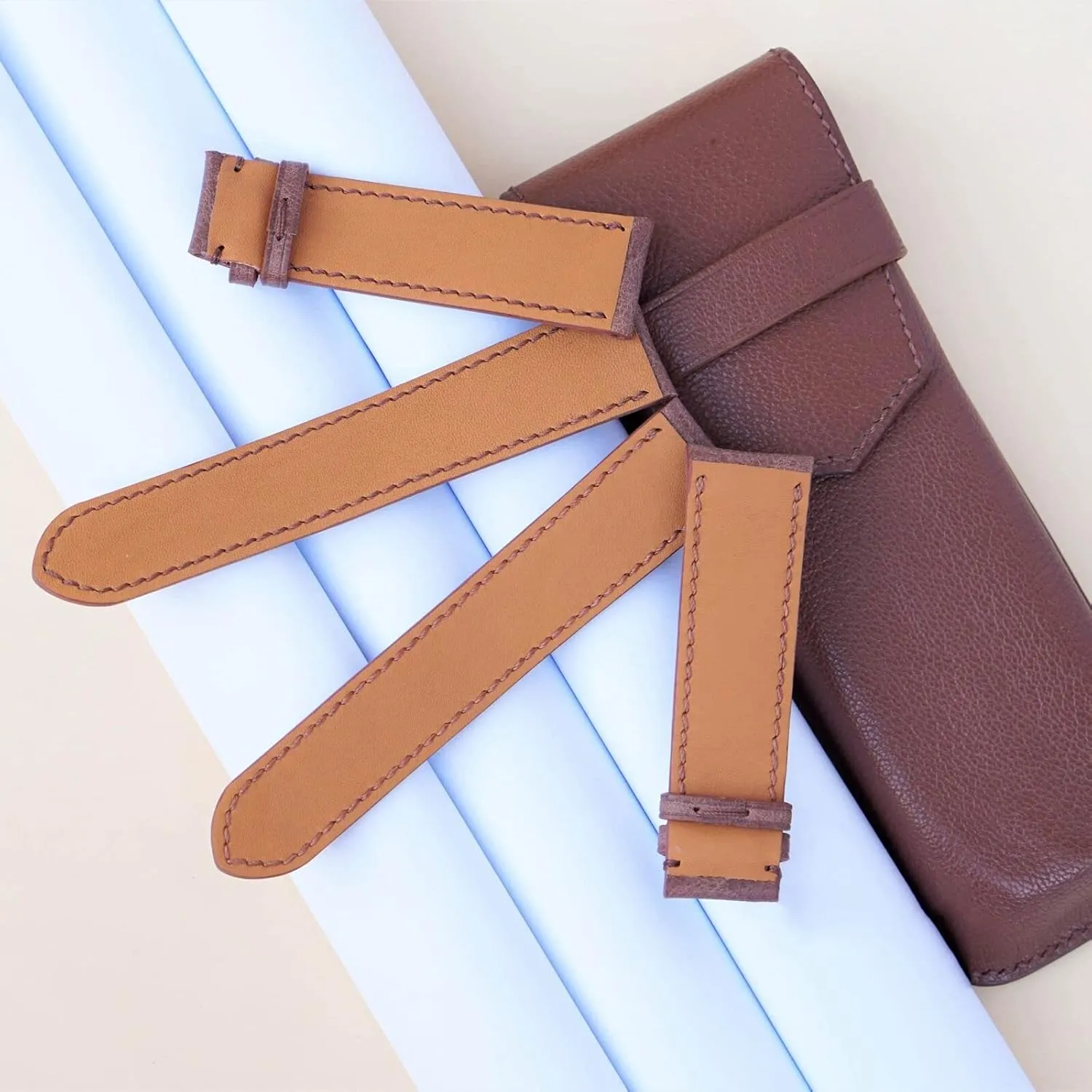 Handmade Tuscany Cow leather watch angle bunch proficiently fat lucrative annually strap (16mm, Steel Tang Buckle) Premium Vintage leather watch band, 