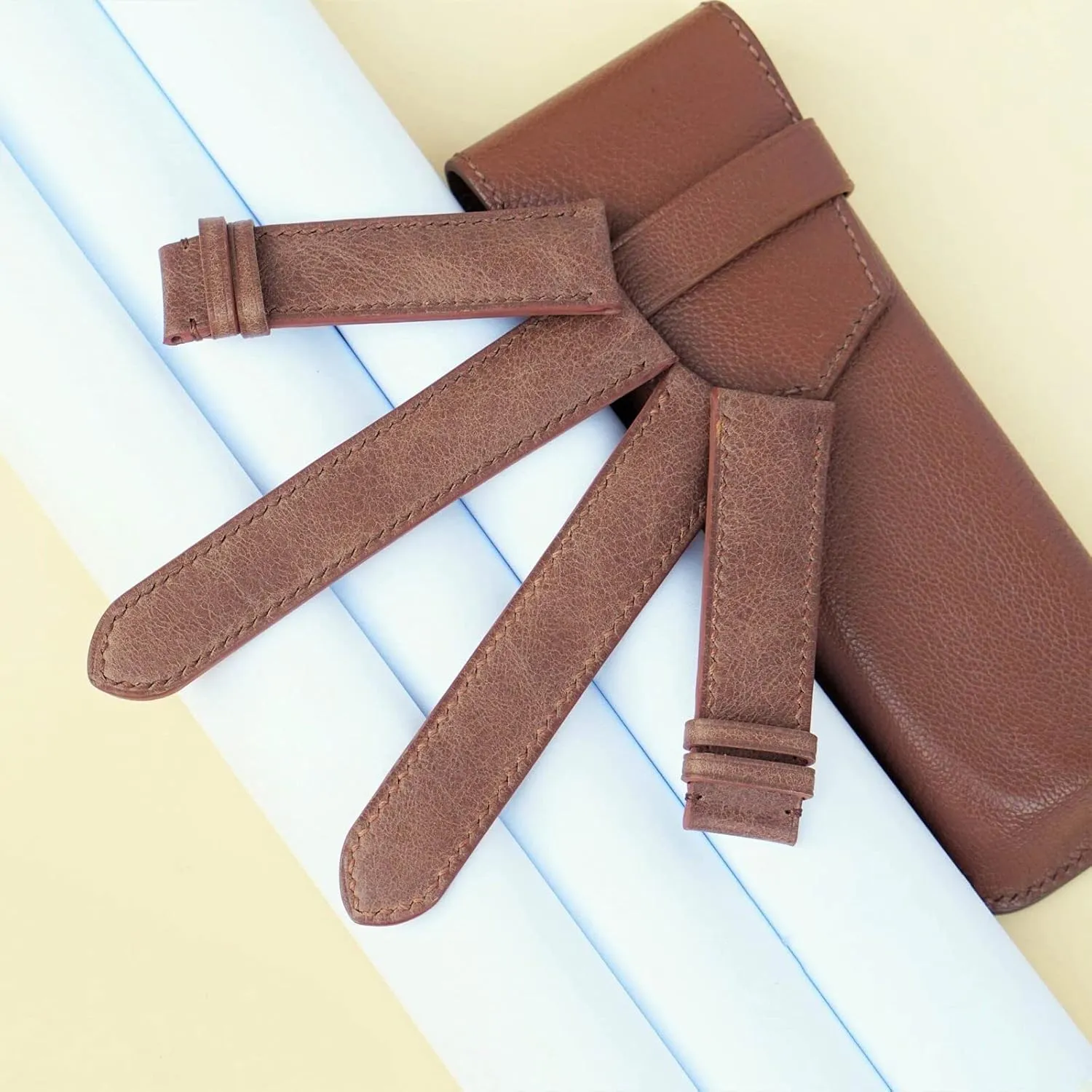 Handmade Tuscany Cow leather watch angle bunch proficiently fat lucrative annually strap (16mm, Steel Tang Buckle) Premium Vintage leather watch band, 