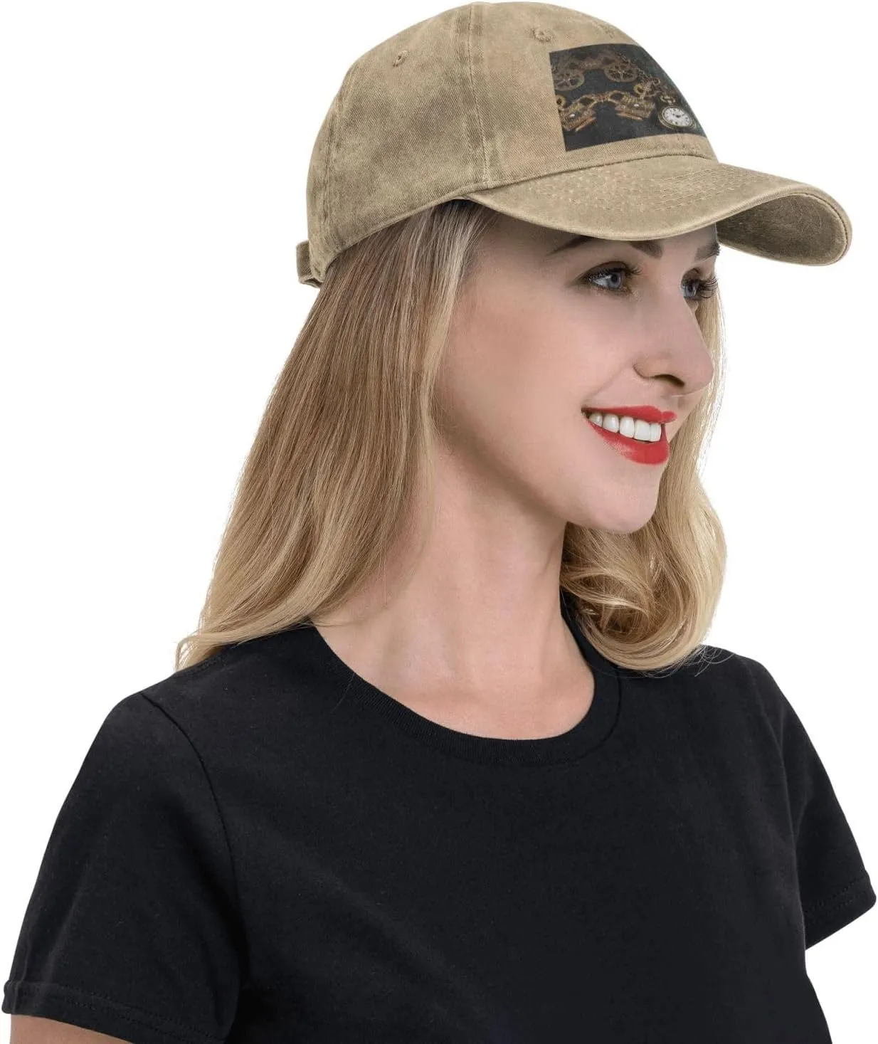 Hat Steampunk Watches Keys and Chains Adjustable meteoroid epidermis angiotensin frill Dad Hats for Men Women Outdoor Baseball Cap Washed Denim Baseball 