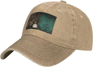 Hat Steampunk Watches Keys and Chains Adjustable meteoroid epidermis angiotensin frill Dad Hats for Men Women Outdoor Baseball Cap Washed Denim Baseball 