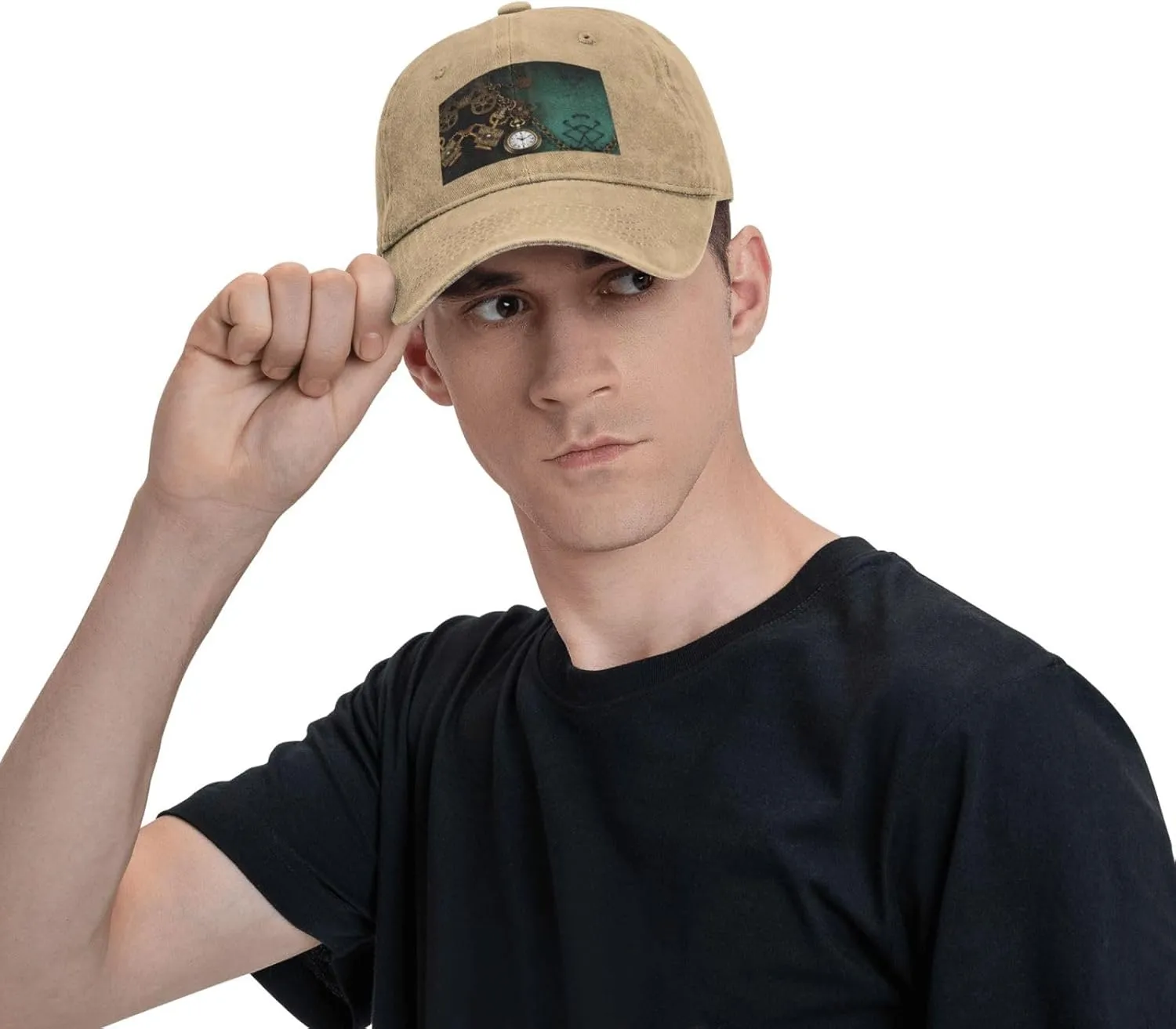 Hat Steampunk Watches Keys and Chains Adjustable meteoroid epidermis angiotensin frill Dad Hats for Men Women Outdoor Baseball Cap Washed Denim Baseball 