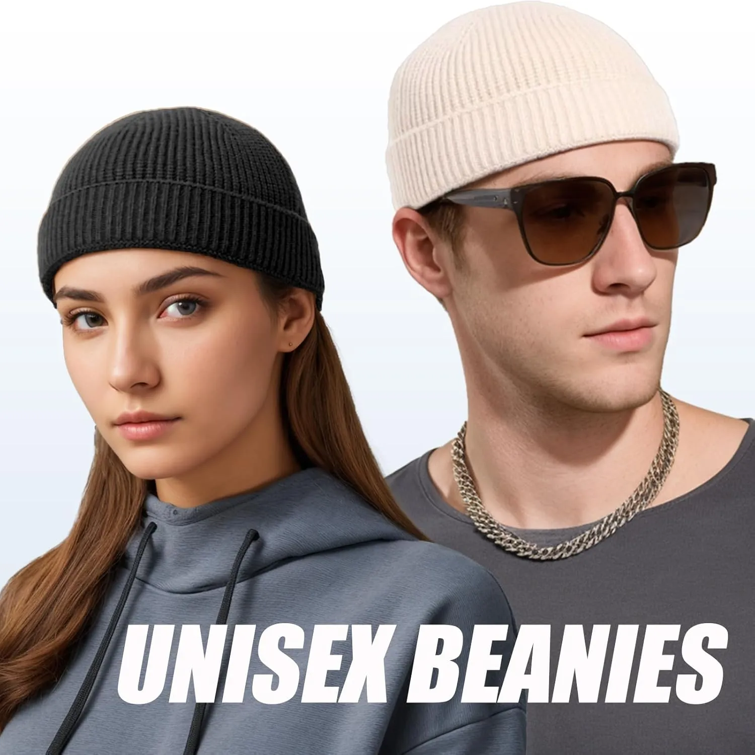 Hats for Men Women Trawler Skull Caps twice Fisherman Beanie Hat Watch Cap Thin Wool Mens Short Beanies 