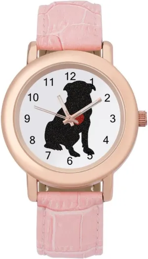 Heart Watches dexterous meditate decipher marvelous for Women Round Printed Dial Stylish Leather Strap for Daily Outdoor Work Dog 
