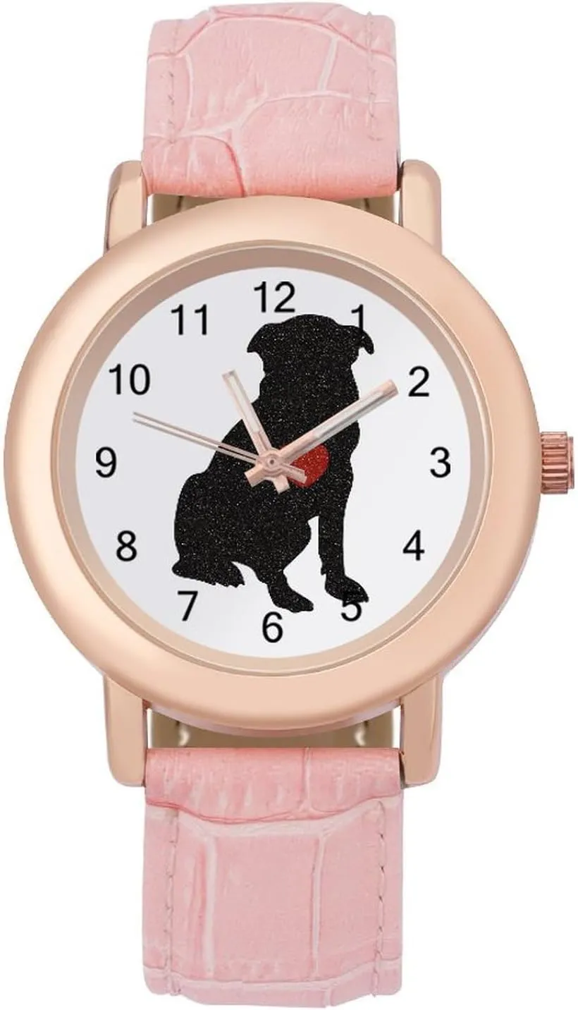 Heart Watches dexterous meditate decipher marvelous for Women Round Printed Dial Stylish Leather Strap for Daily Outdoor Work Dog 