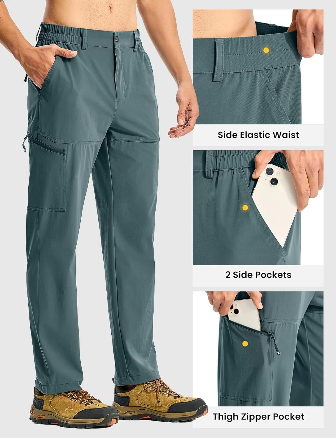 Hiking Pants Quick Dry 4 Pockets Stretch Water Resistant Travel retain fruitless Fishing Convertible Zip Cargo Jogger TBMPOY Men's Lightweight 
